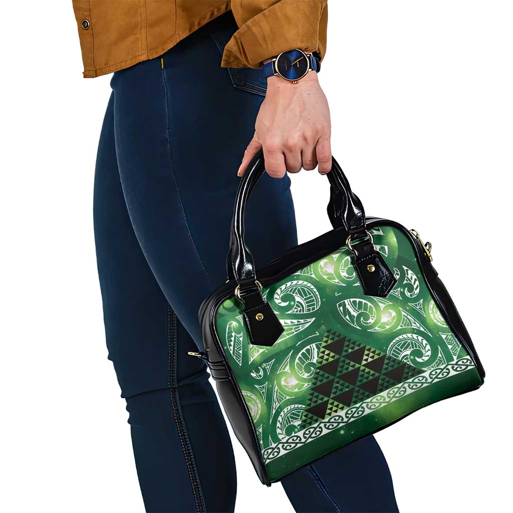 Matariki New Zealand Shoulder Handbag NZ Niho Taniwha Maori New Year Green Galaxy LT14 - Polynesian Pride