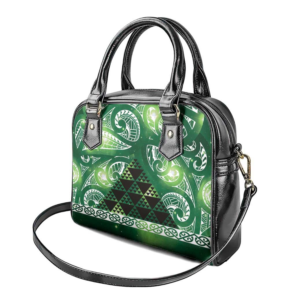 Matariki New Zealand Shoulder Handbag NZ Niho Taniwha Maori New Year Green Galaxy LT14 - Polynesian Pride