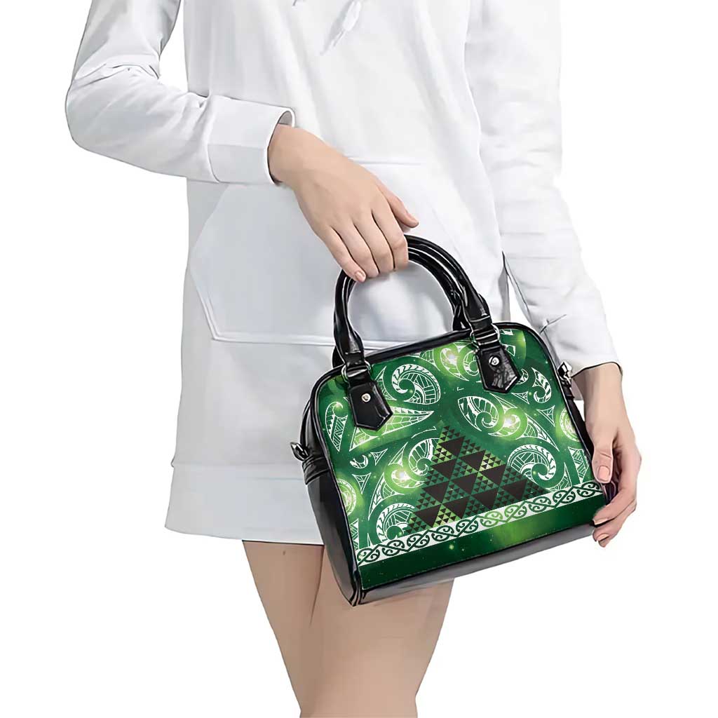 Matariki New Zealand Shoulder Handbag NZ Niho Taniwha Maori New Year Green Galaxy LT14 - Polynesian Pride