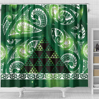 Matariki New Zealand Shower Curtain NZ Niho Taniwha Maori New Year Green Galaxy LT14 - Polynesian Pride