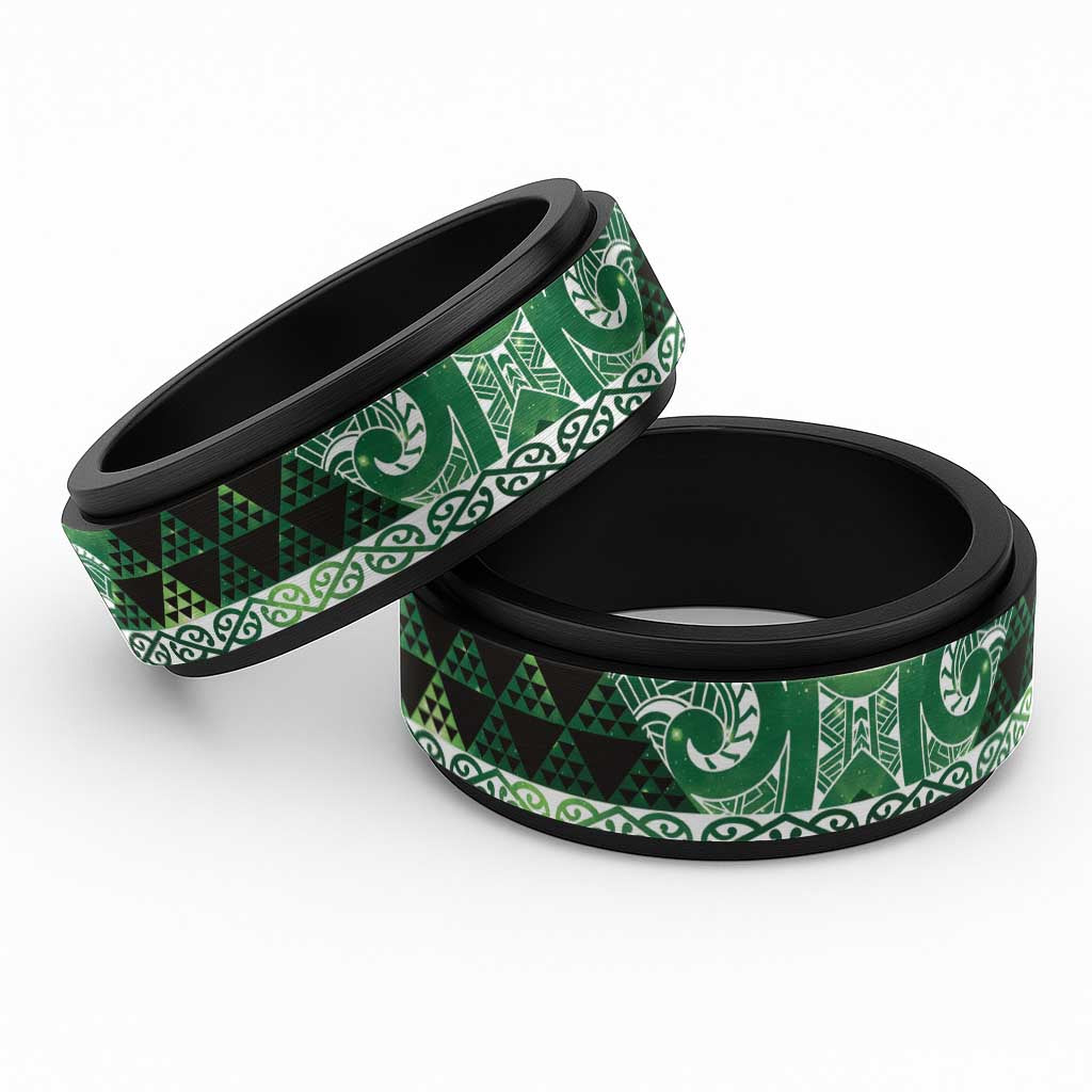 Matariki New Zealand Spinner Ring NZ Niho Taniwha Maori New Year Green Galaxy