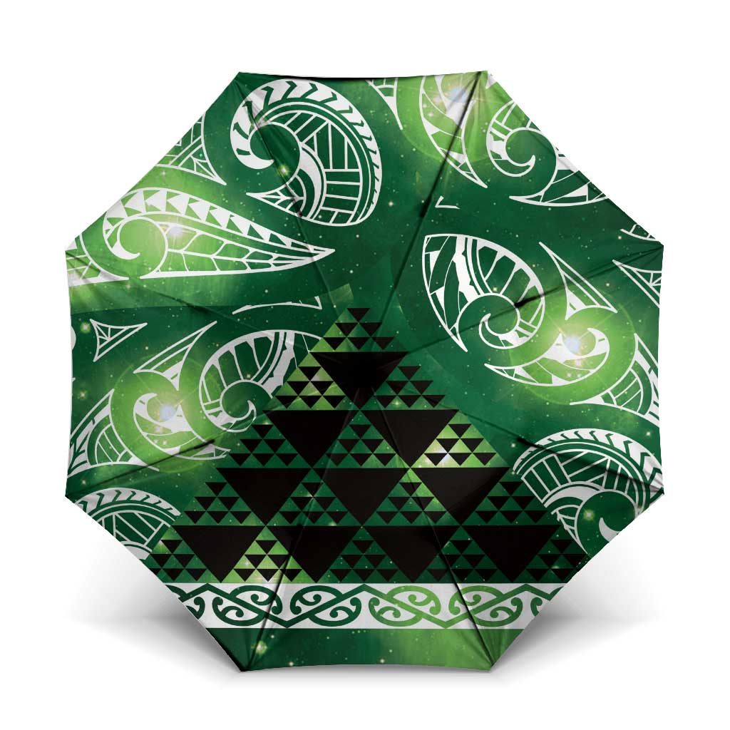 Matariki New Zealand Umbrella NZ Niho Taniwha Maori New Year Green Galaxy