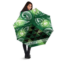 Matariki New Zealand Umbrella NZ Niho Taniwha Maori New Year Green Galaxy LT14 - Polynesian Pride