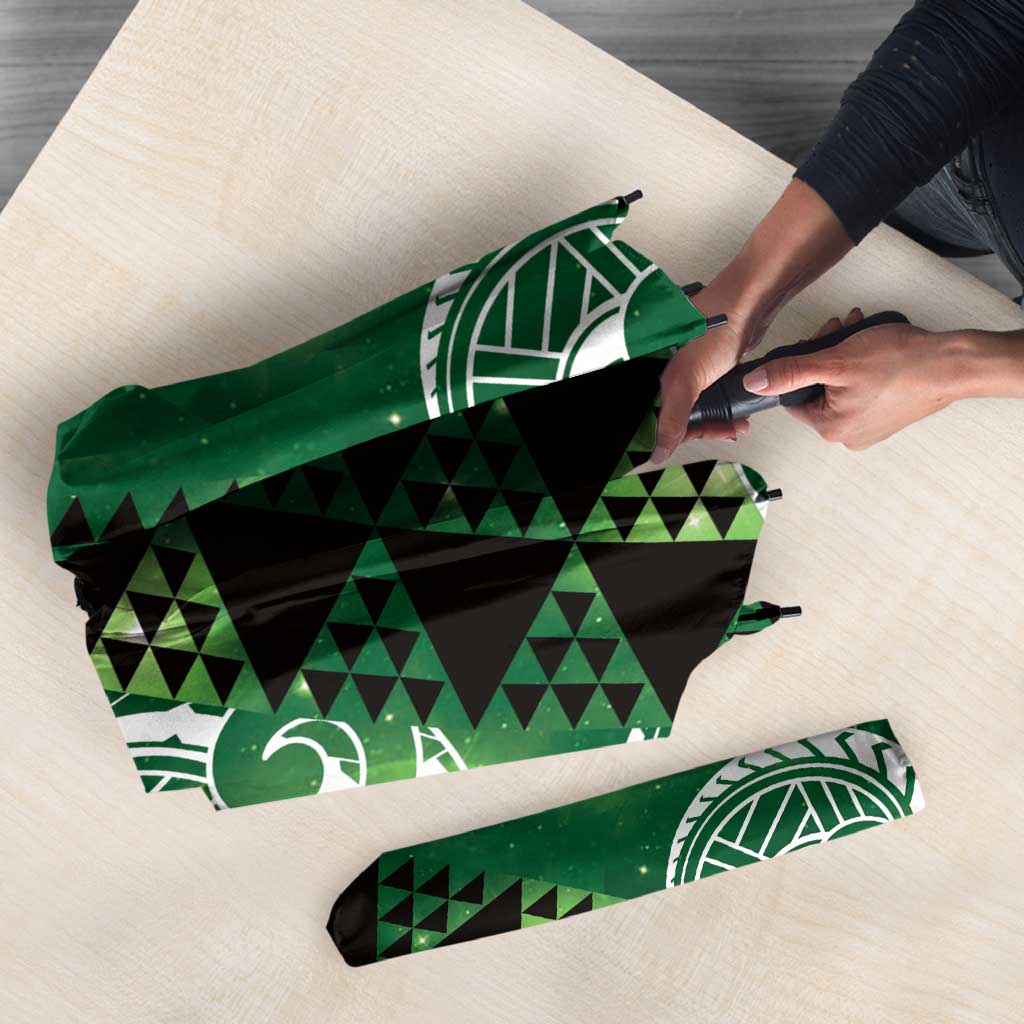 Matariki New Zealand Umbrella NZ Niho Taniwha Maori New Year Green Galaxy LT14 - Polynesian Pride