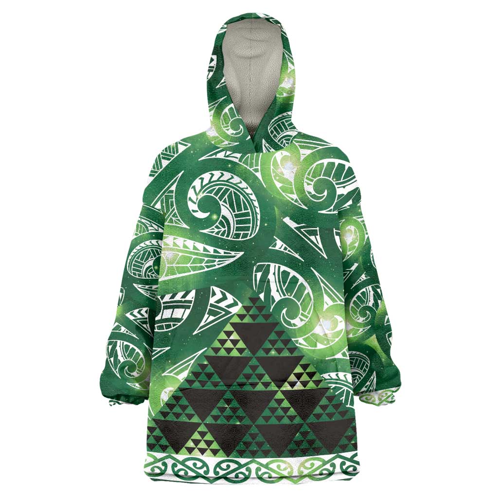 Matariki New Zealand Wearable Blanket Hoodie NZ Niho Taniwha Maori New Year Green Galaxy