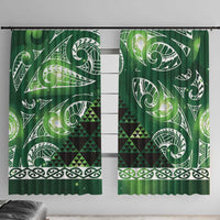Matariki New Zealand Window Curtain NZ Niho Taniwha Maori New Year Green Galaxy LT14 With Hooks Green - Polynesian Pride