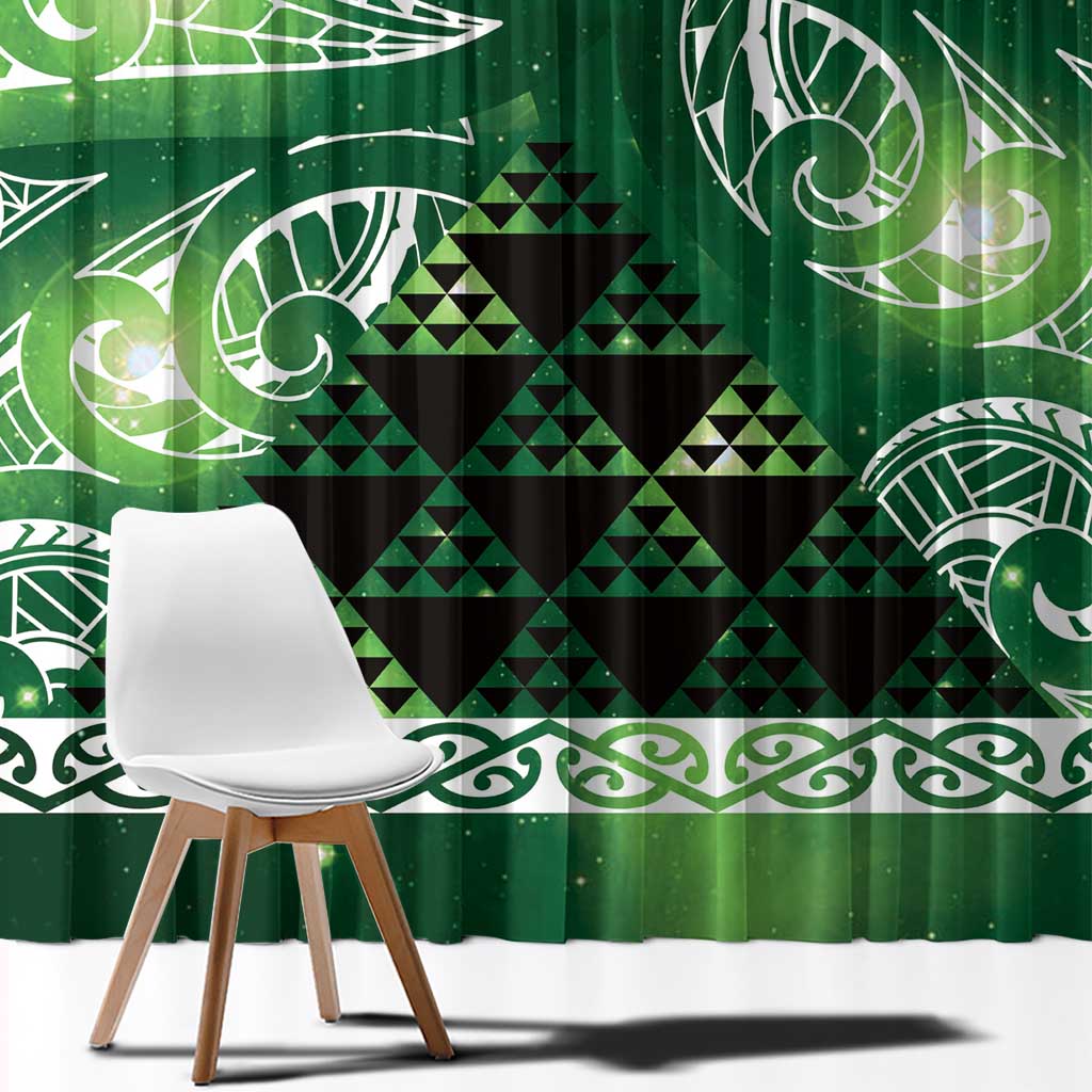 Matariki New Zealand Window Curtain NZ Niho Taniwha Maori New Year Green Galaxy LT14 - Polynesian Pride