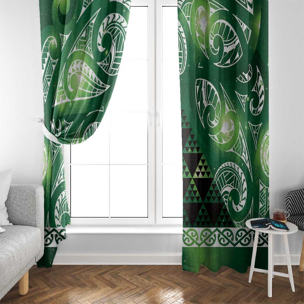 Matariki New Zealand Window Curtain NZ Niho Taniwha Maori New Year Green Galaxy LT14 - Polynesian Pride