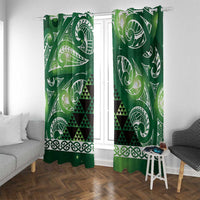 Matariki New Zealand Window Curtain NZ Niho Taniwha Maori New Year Green Galaxy LT14 With Grommets Green - Polynesian Pride