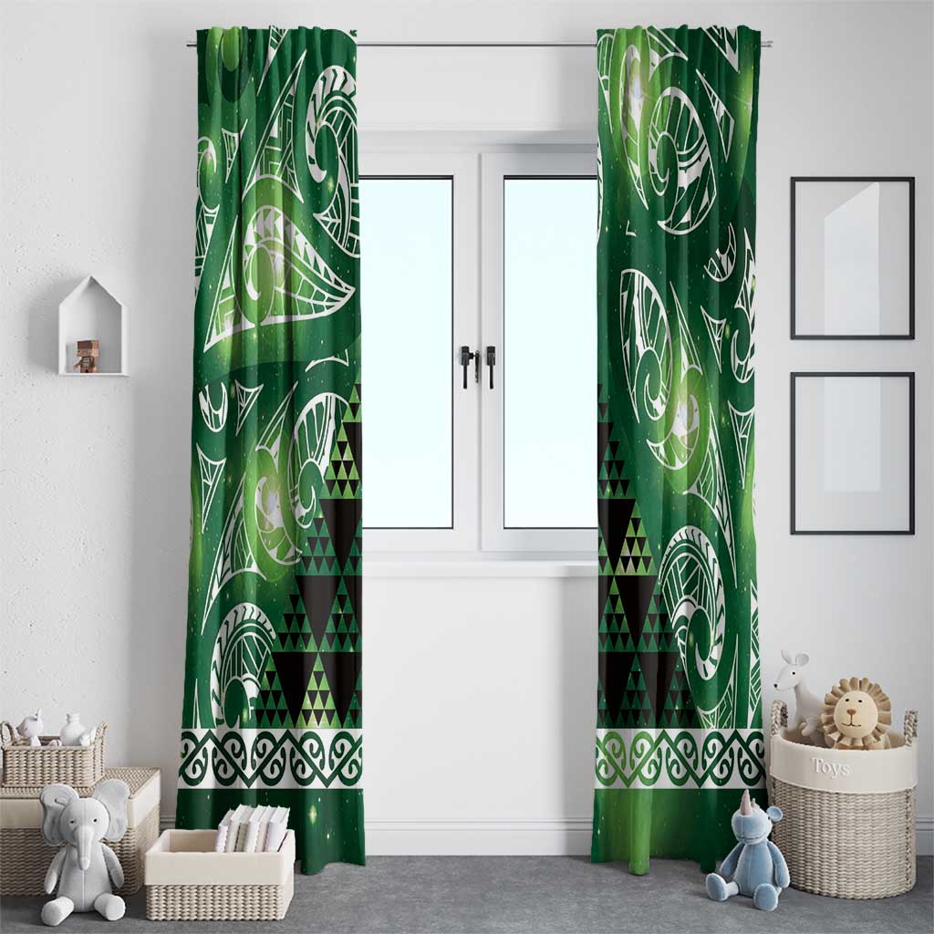 Matariki New Zealand Window Curtain NZ Niho Taniwha Maori New Year Green Galaxy LT14 - Polynesian Pride