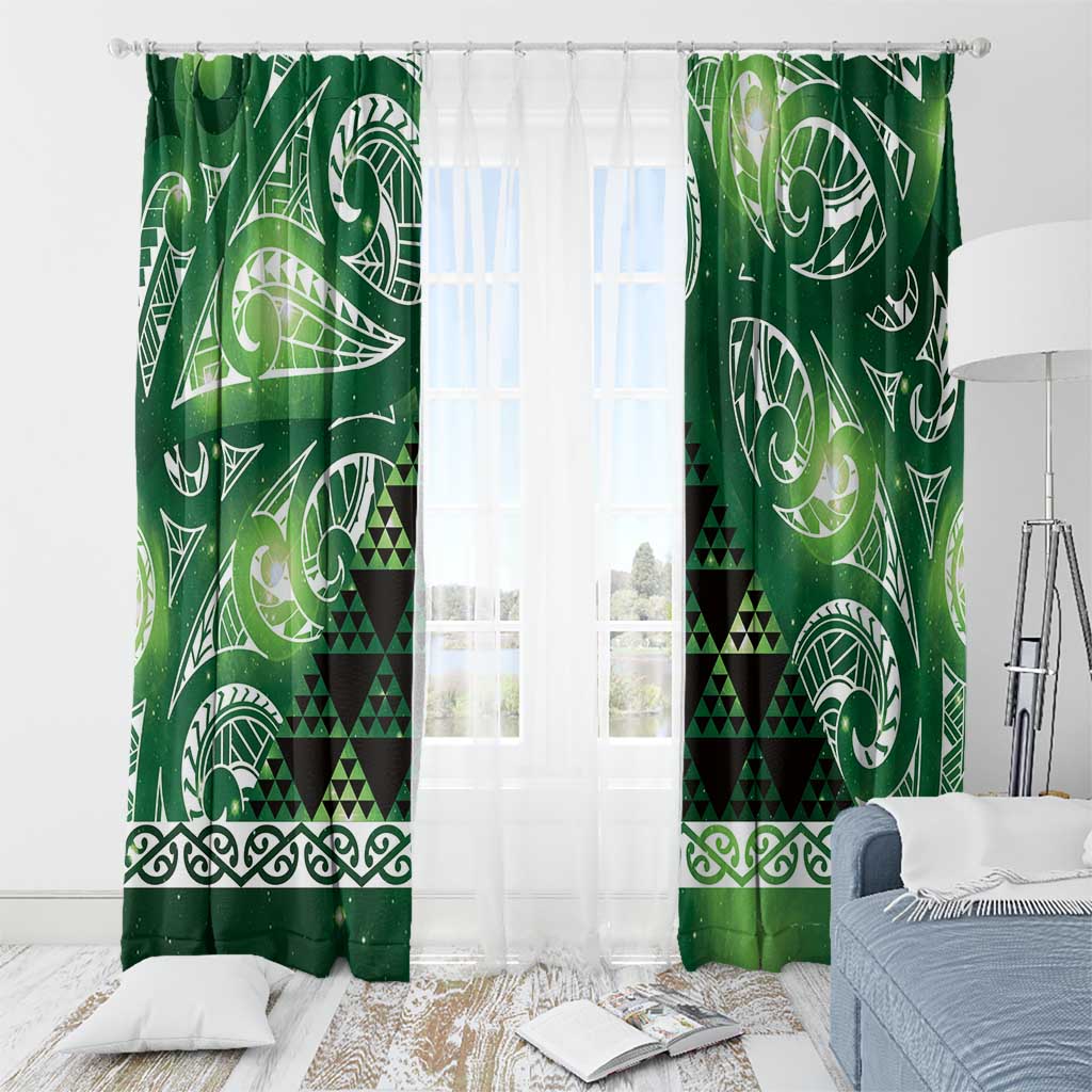 Matariki New Zealand Window Curtain NZ Niho Taniwha Maori New Year Green Galaxy LT14 - Polynesian Pride