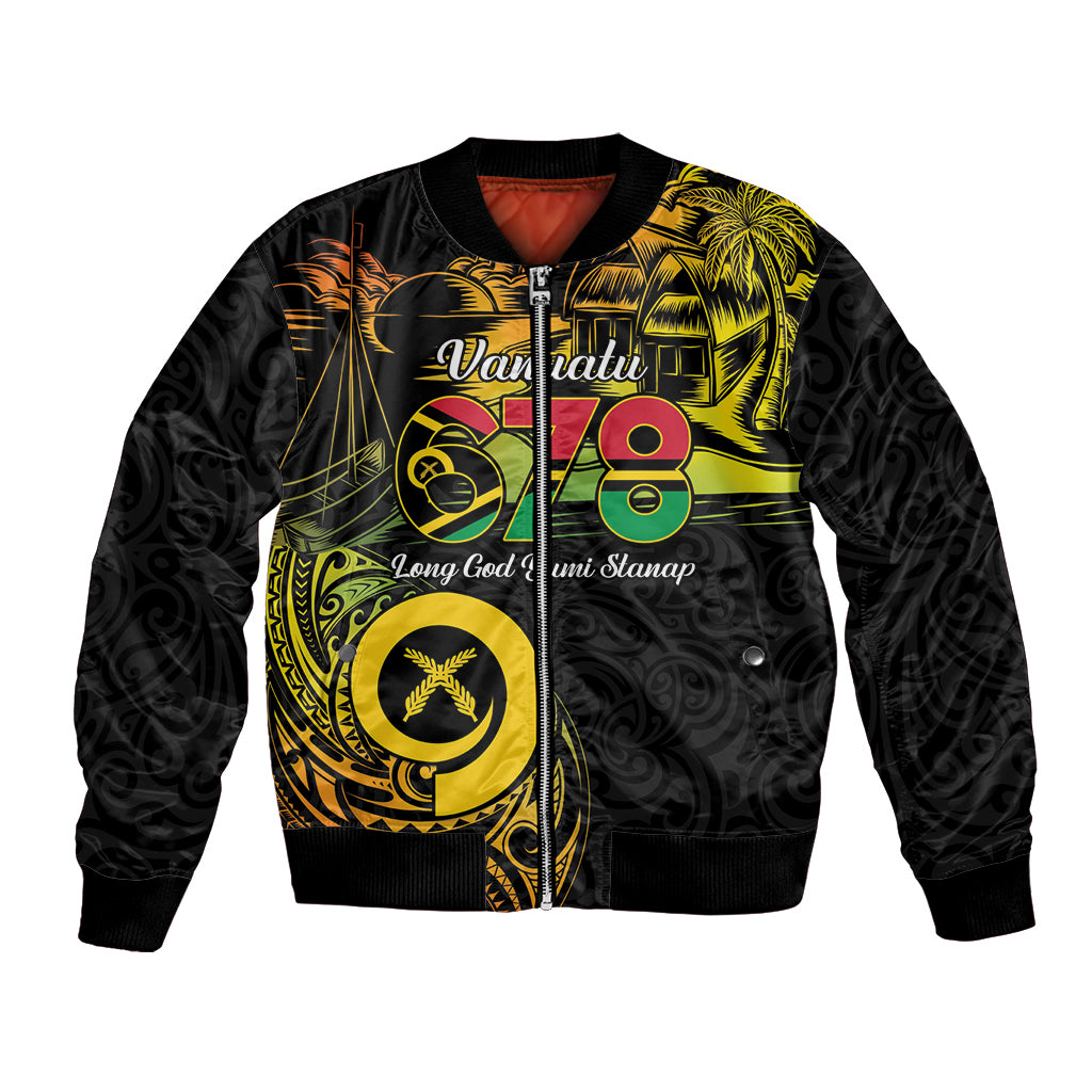 Personalised Vanuatu 678 Bomber Jacket Proud To Be A Ni-Van LT14 Unisex Black - Polynesian Pride