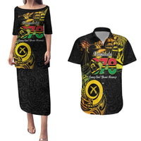Personalised Vanuatu 678 Couples Matching Puletasi and Hawaiian Shirt Proud To Be A Ni-Van LT14 Black - Polynesian Pride