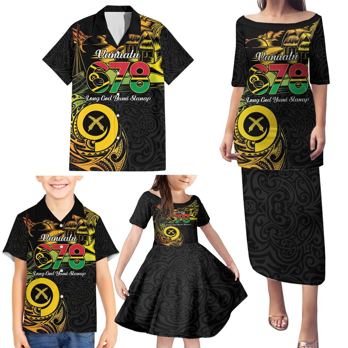 Personalised Vanuatu 678 Family Matching Puletasi and Hawaiian Shirt Proud To Be A Ni-Van