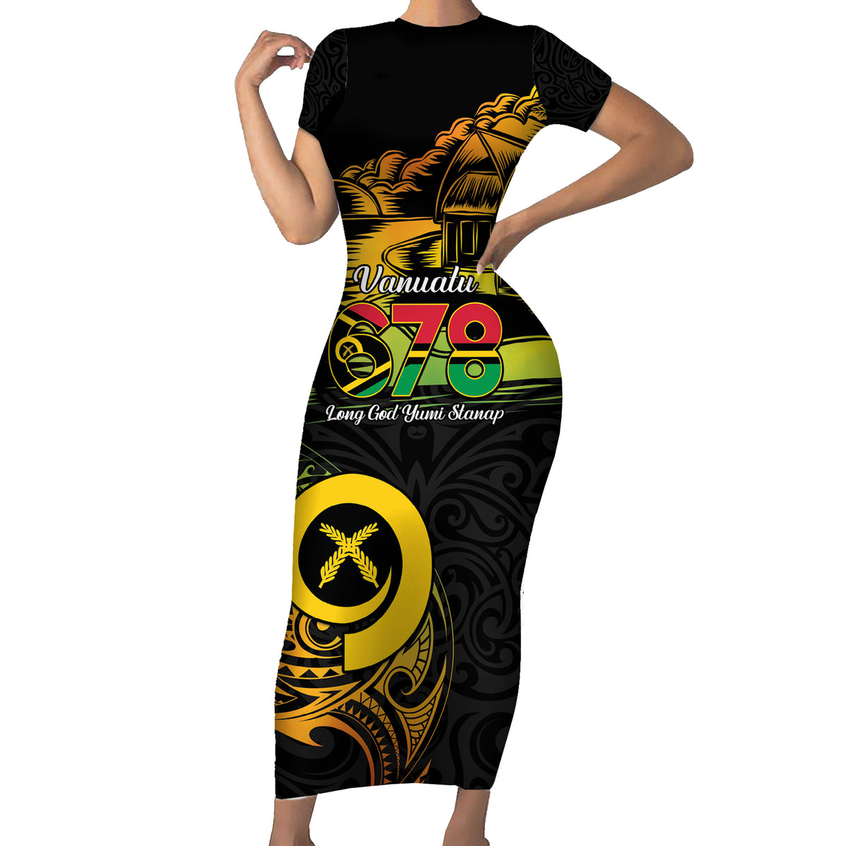 Personalised Vanuatu 678 Family Matching Short Sleeve Bodycon Dress and Hawaiian Shirt Proud To Be A Ni-Van