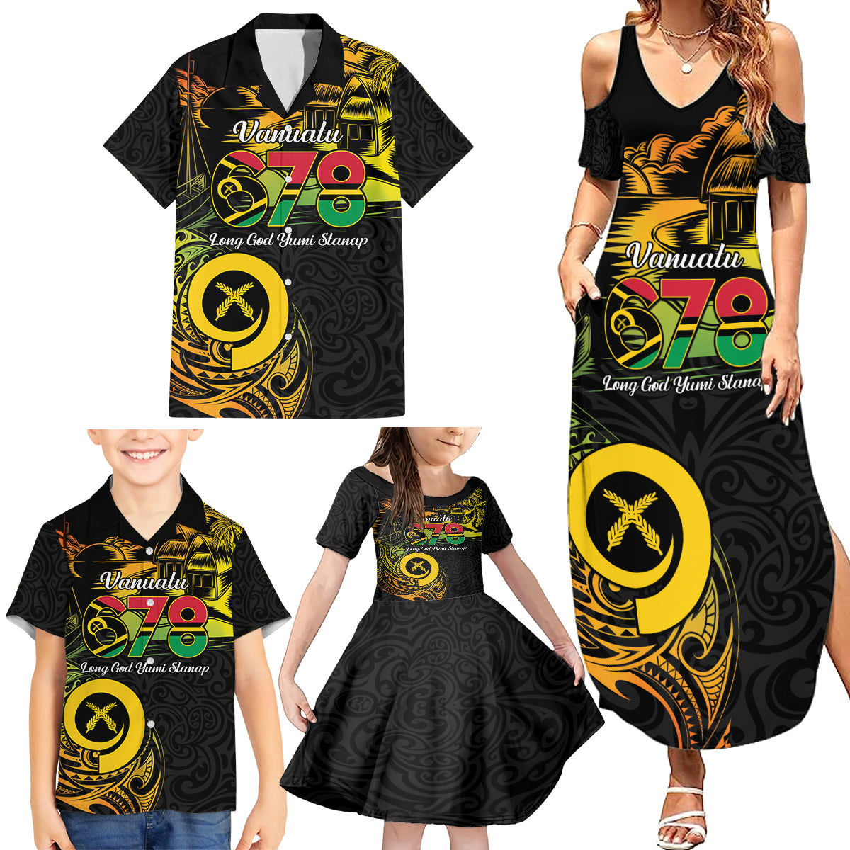 Personalised Vanuatu 678 Family Matching Summer Maxi Dress and Hawaiian Shirt Proud To Be A Ni-Van LT14 - Polynesian Pride