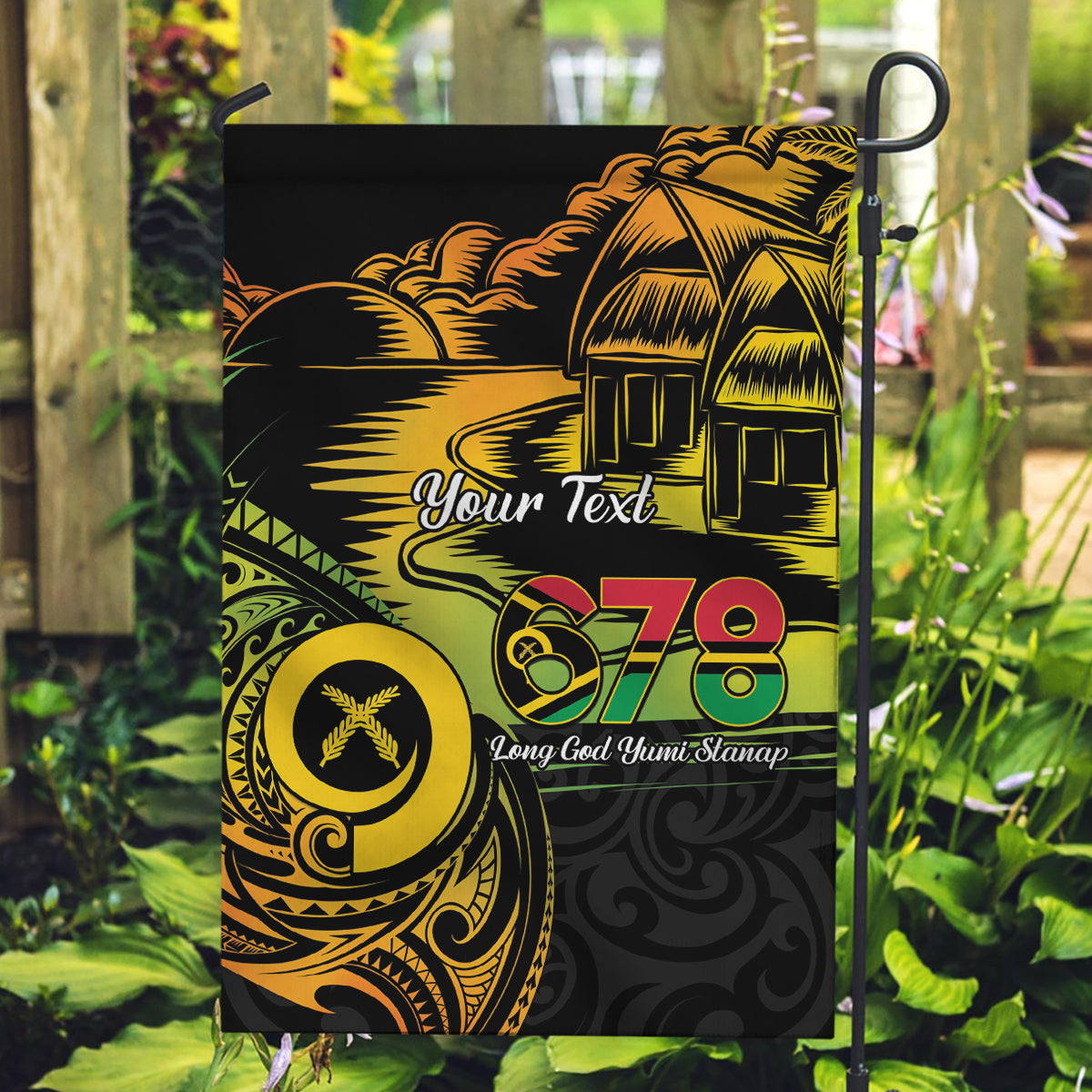 Personalised Vanuatu 678 Garden Flag Proud To Be A Ni-Van LT14 Garden Flag Black - Polynesian Pride