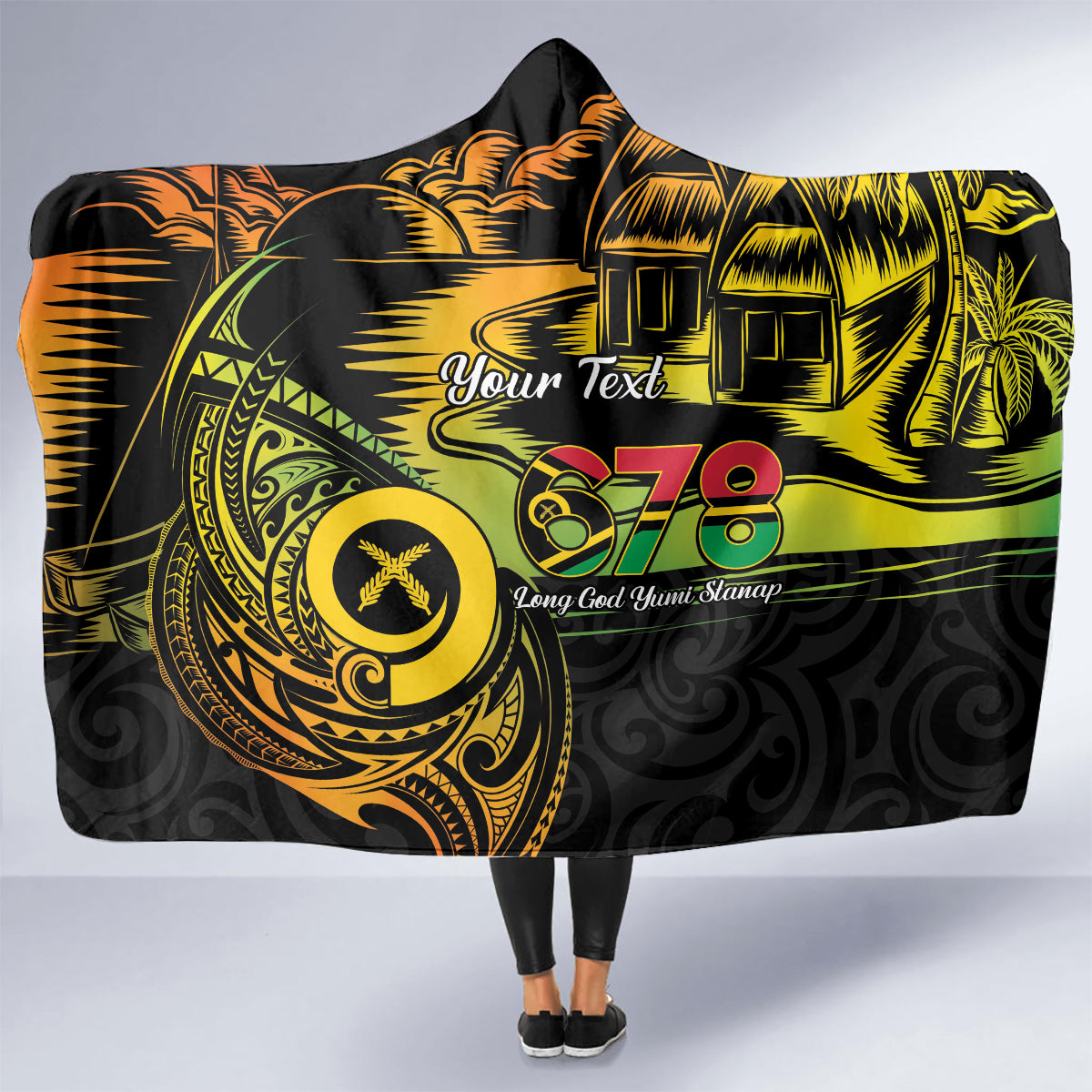 Personalised Vanuatu 678 Hooded Blanket Proud To Be A Ni-Van LT14 - Polynesian Pride