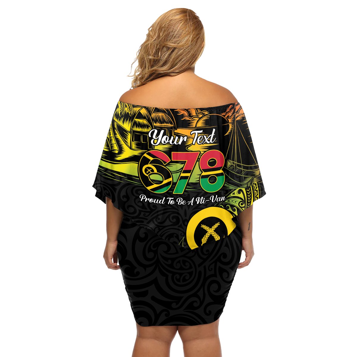 Personalised Vanuatu 678 Off Shoulder Short Dress Proud To Be A Ni-Van LT14 - Polynesian Pride