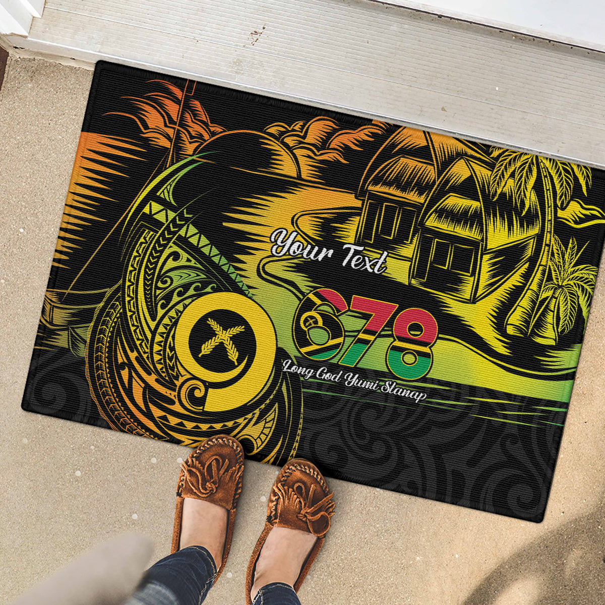Personalised Vanuatu 678 Rubber Doormat Proud To Be A Ni-Van LT14 - Polynesian Pride
