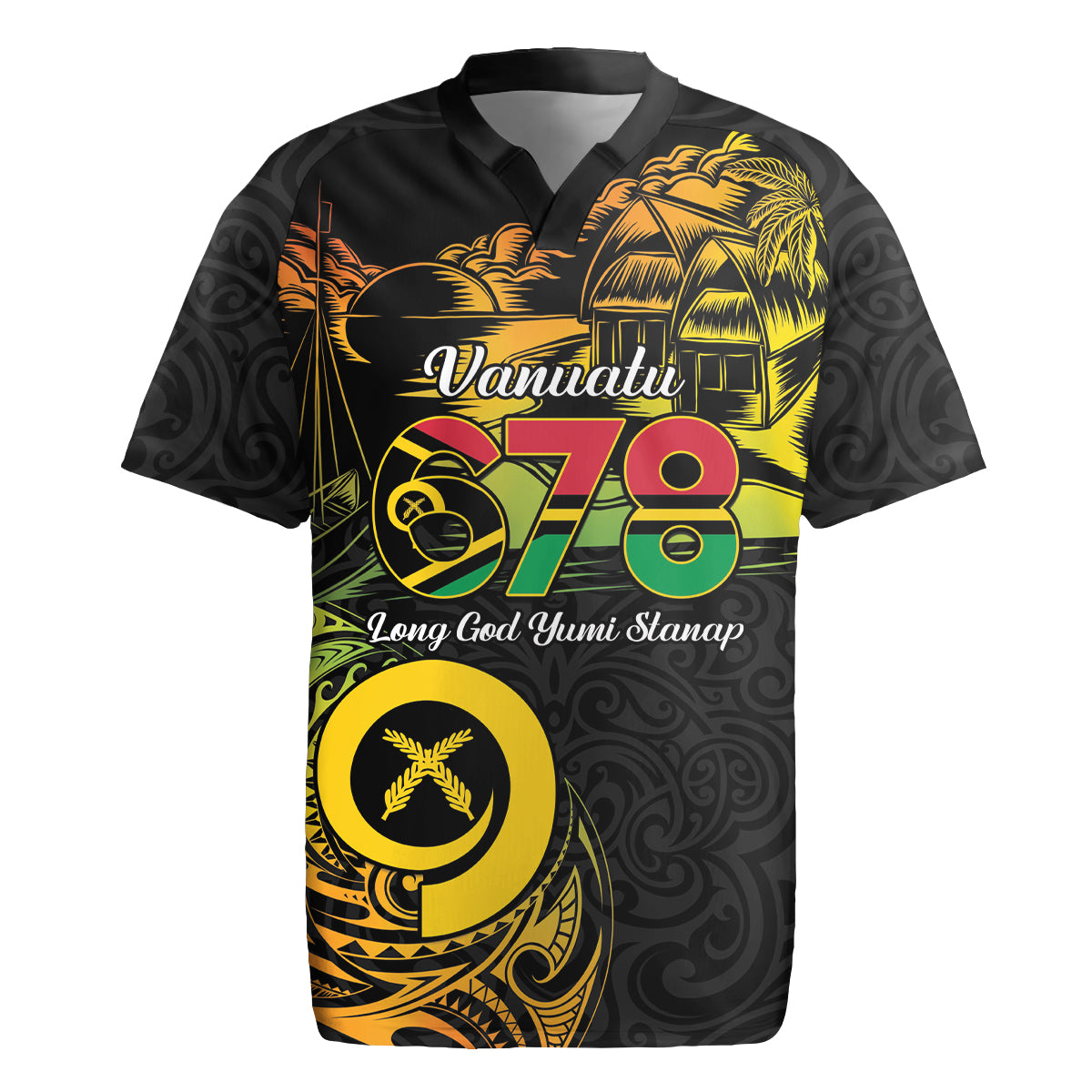 Personalised Vanuatu 678 Rugby Jersey Proud To Be A Ni-Van LT14 Black - Polynesian Pride