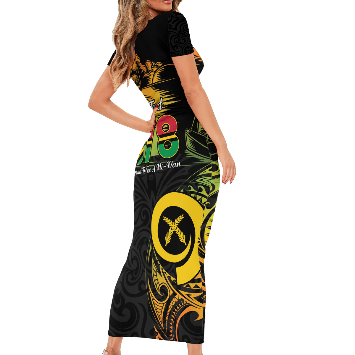 Personalised Vanuatu 678 Short Sleeve Bodycon Dress Proud To Be A Ni-Van