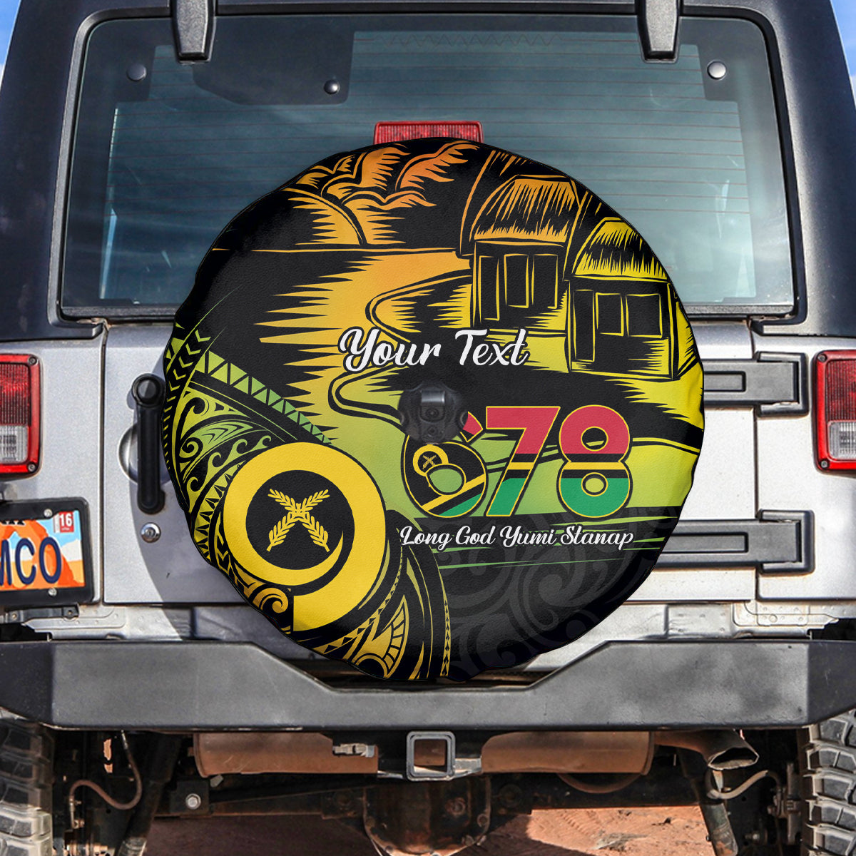 Personalised Vanuatu 678 Spare Tire Cover Proud To Be A Ni-Van LT14 Black - Polynesian Pride