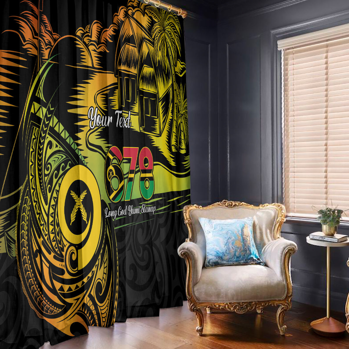 Personalised Vanuatu 678 Window Curtain Proud To Be A Ni-Van LT14 - Polynesian Pride