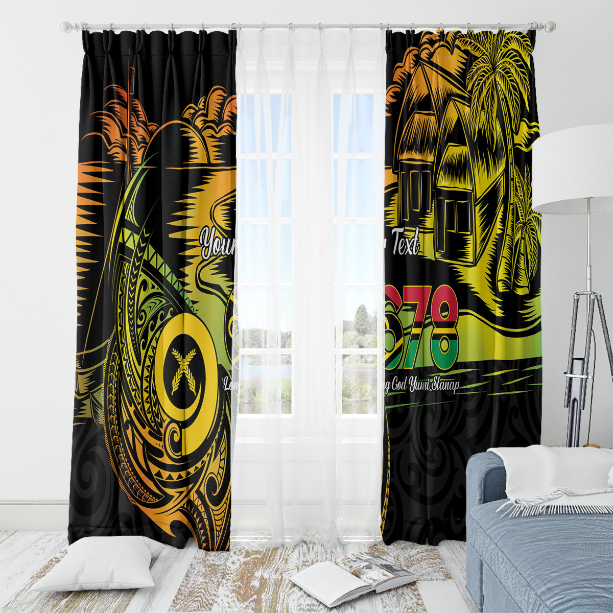 Personalised Vanuatu 678 Window Curtain Proud To Be A Ni-Van LT14 - Polynesian Pride