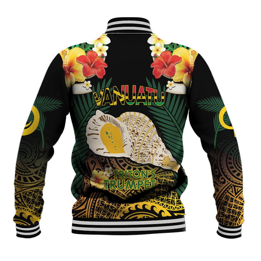 Vanuatu Triton's Trumpet Baseball Jacket Tropical Flowers Vanuatuan Map LT14 - Polynesian Pride