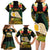 Vanuatu Triton's Trumpet Family Matching Long Sleeve Bodycon Dress and Hawaiian Shirt Tropical Flowers Vanuatuan Map