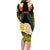 Vanuatu Triton's Trumpet Family Matching Long Sleeve Bodycon Dress and Hawaiian Shirt Tropical Flowers Vanuatuan Map