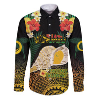 Vanuatu Triton's Trumpet Family Matching Mermaid Dress and Hawaiian Shirt Tropical Flowers Vanuatuan Map