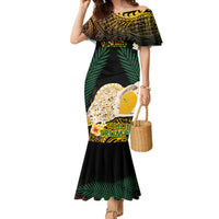 Vanuatu Triton's Trumpet Family Matching Mermaid Dress and Hawaiian Shirt Tropical Flowers Vanuatuan Map