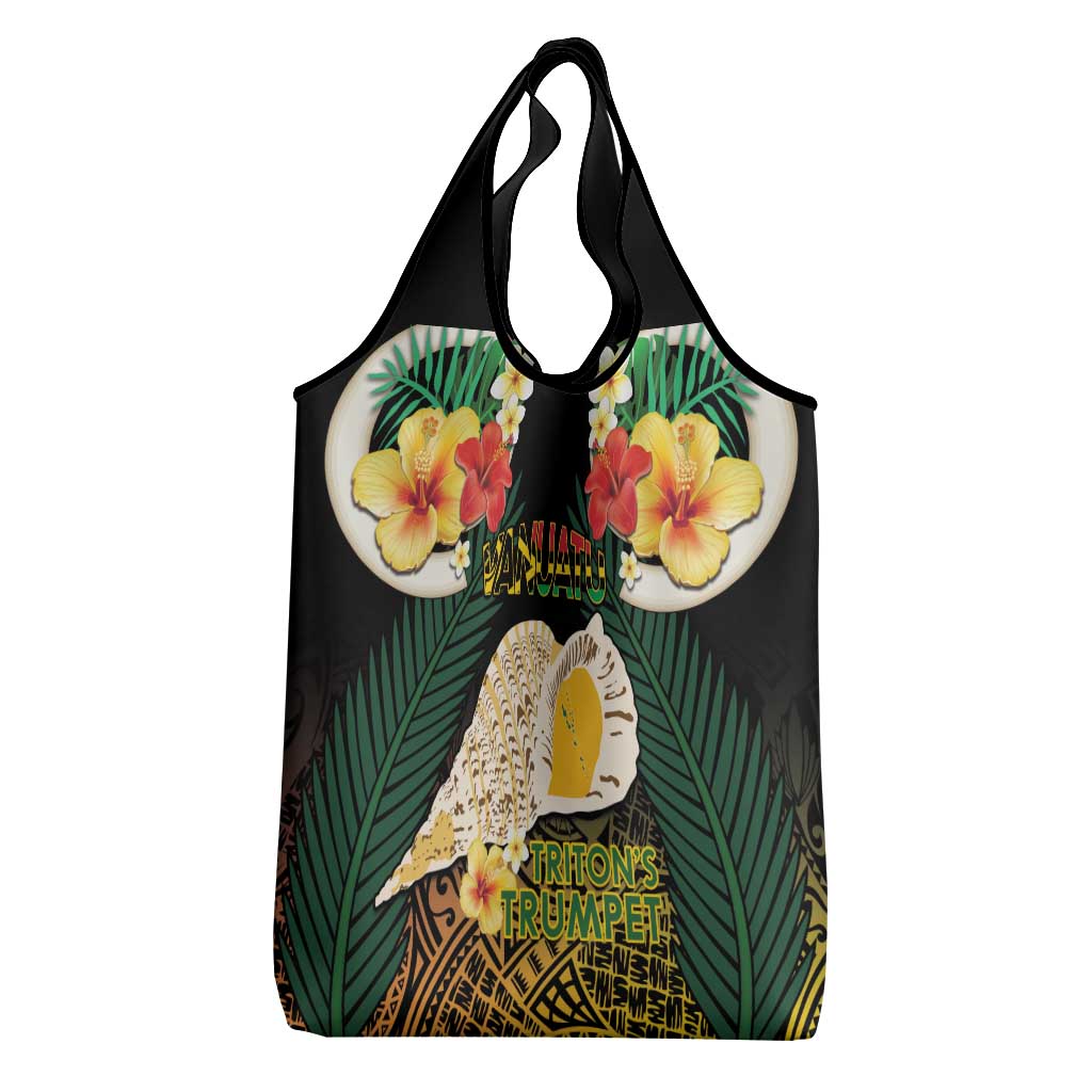 Vanuatu Triton's Trumpet Grocery Bag Tropical Flowers Vanuatuan Map