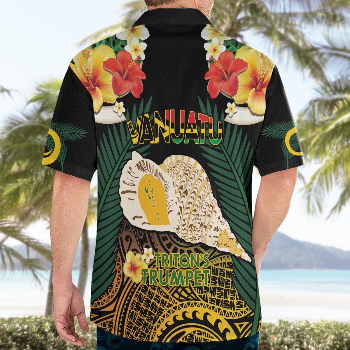 Vanuatu Triton's Trumpet Hawaiian Shirt Tropical Flowers Vanuatuan Map LT14 - Polynesian Pride