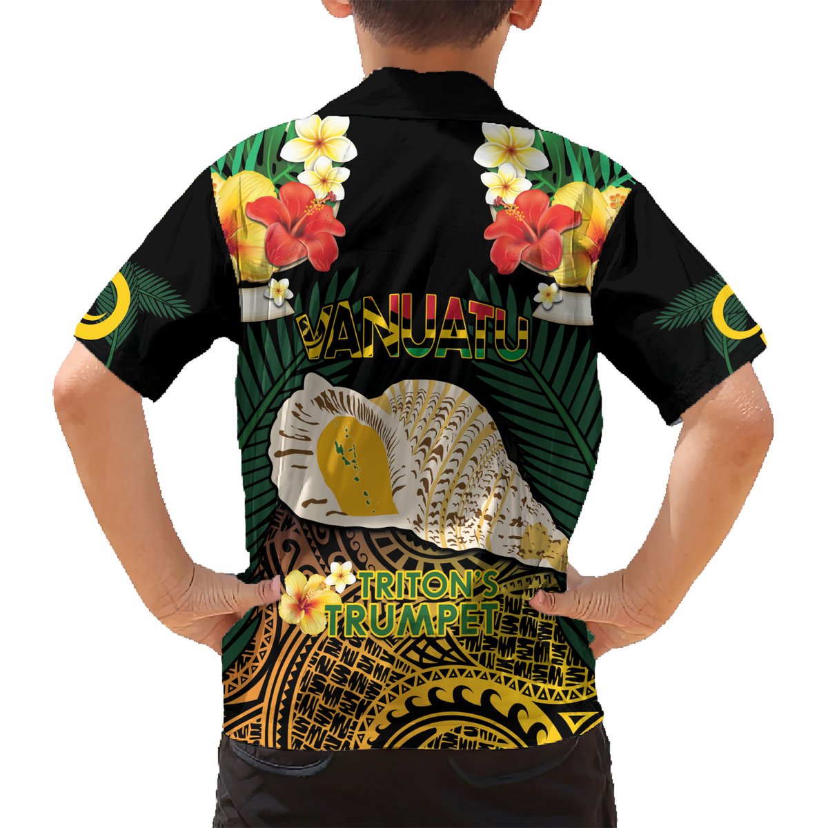 Vanuatu Triton's Trumpet Hawaiian Shirt Tropical Flowers Vanuatuan Map LT14 - Polynesian Pride