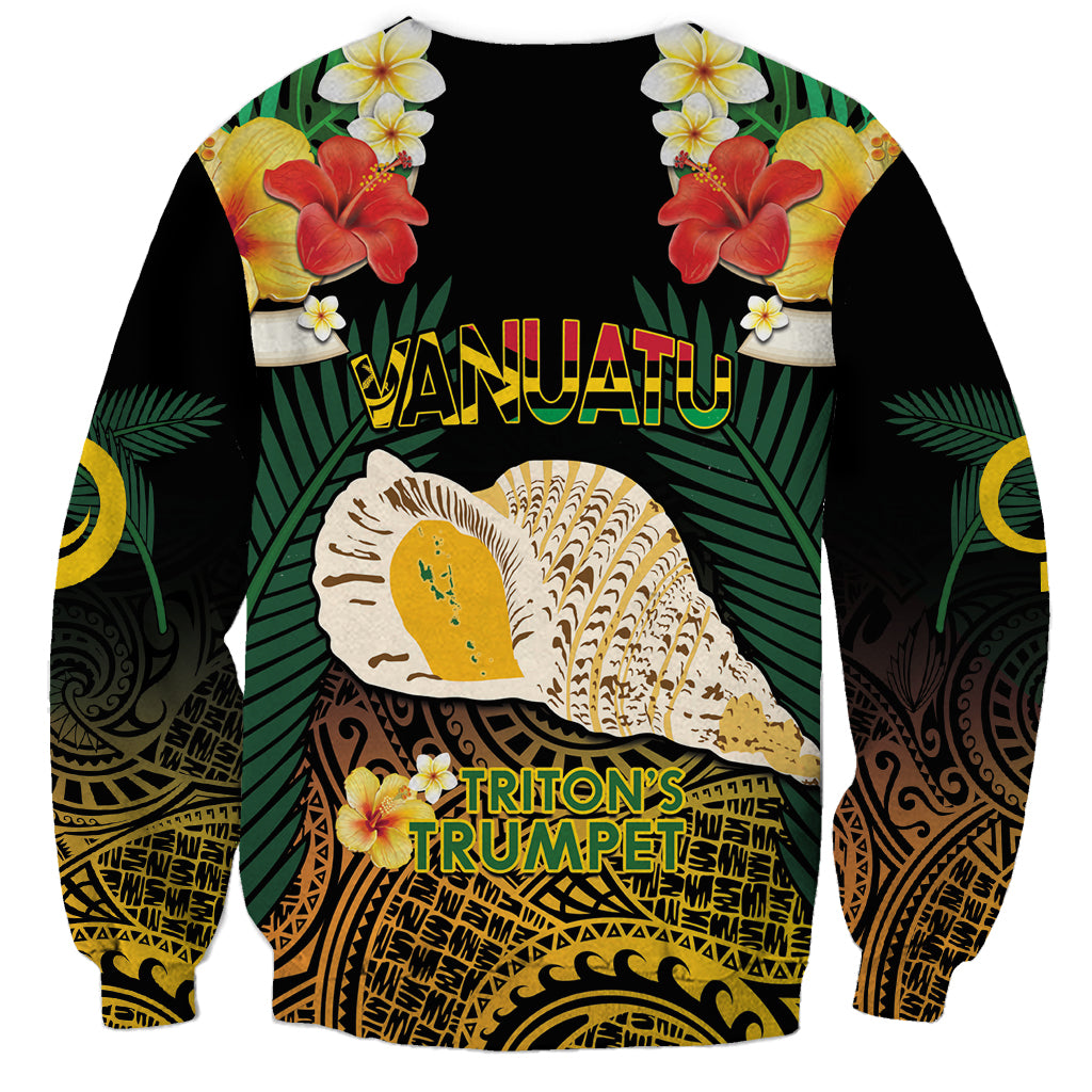 Vanuatu Triton's Trumpet Sweatshirt Tropical Flowers Vanuatuan Map LT14 - Polynesian Pride