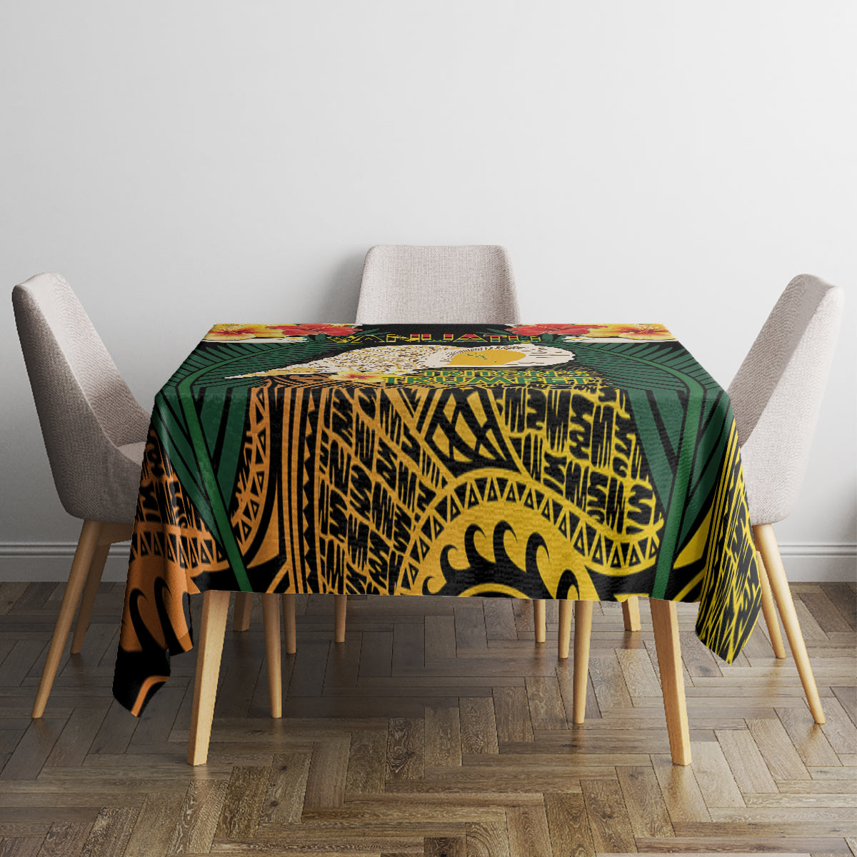 Vanuatu Triton's Trumpet Tablecloth Tropical Flowers Vanuatuan Map LT14 - Polynesian Pride