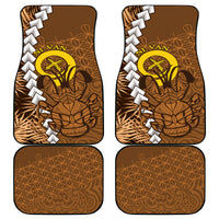 Vanuatu Coconut Crab Car Mats Ni-Van Tropical Leaves With Sand Drawing Art LT14 - Polynesian Pride