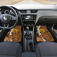 Vanuatu Coconut Crab Car Mats Ni-Van Tropical Leaves With Sand Drawing Art LT14 Set 2pcs - Front Brown - Polynesian Pride