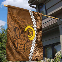 Vanuatu Coconut Crab Garden Flag Ni-Van Tropical Leaves With Sand Drawing Art LT14 - Polynesian Pride