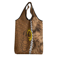 Vanuatu Coconut Crab Grocery Bag Ni-Van Tropical Leaves With Sand Drawing Art LT14 - Polynesian Pride