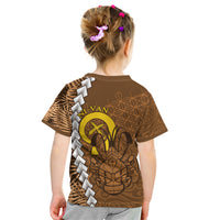 Vanuatu Coconut Crab Kid T Shirt Ni-Van Tropical Leaves With Sand Drawing Art