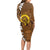 Vanuatu Coconut Crab Long Sleeve Bodycon Dress Ni-Van Tropical Leaves With Sand Drawing Art