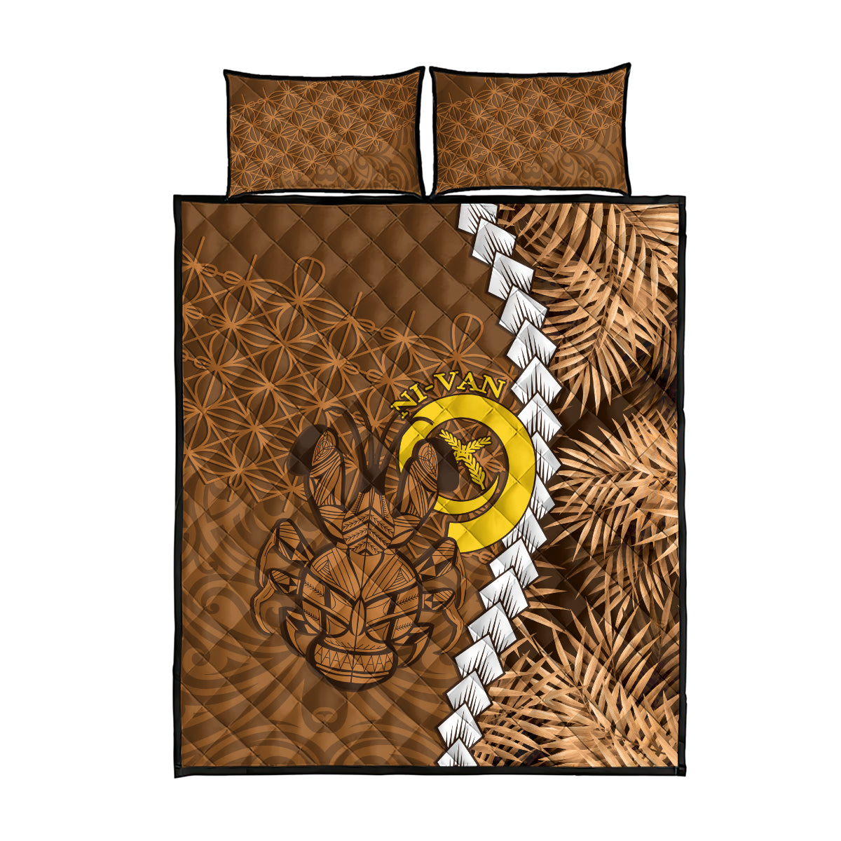 Vanuatu Coconut Crab Quilt Bed Set Ni-Van Tropical Leaves With Sand Drawing Art LT14 - Polynesian Pride