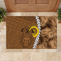 Vanuatu Coconut Crab Rubber Doormat Ni-Van Tropical Leaves With Sand Drawing Art LT14 - Polynesian Pride