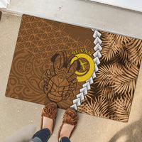 Vanuatu Coconut Crab Rubber Doormat Ni-Van Tropical Leaves With Sand Drawing Art LT14 - Polynesian Pride