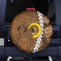 Vanuatu Coconut Crab Spare Tire Cover Ni-Van Tropical Leaves With Sand Drawing Art LT14 - Polynesian Pride