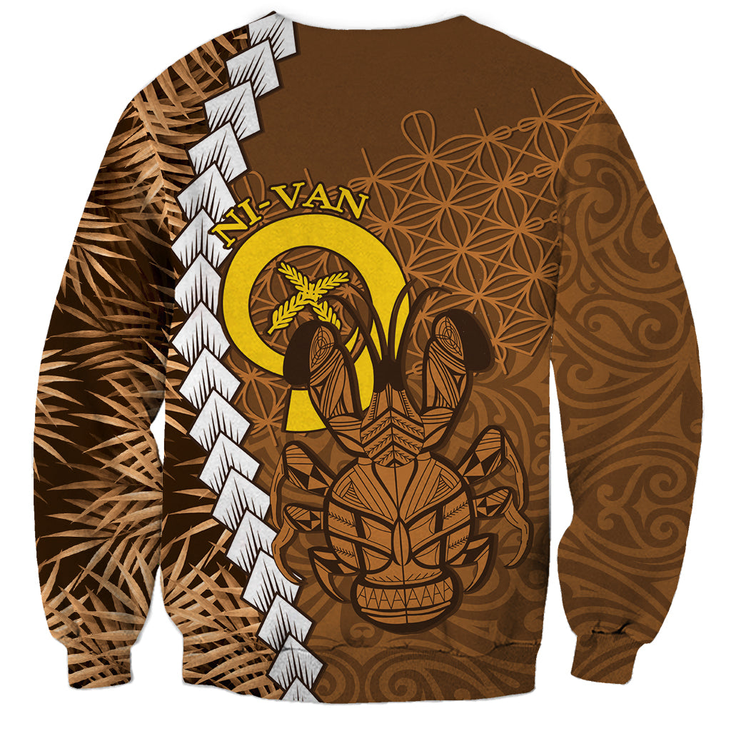 Vanuatu Coconut Crab Sweatshirt Ni-Van Tropical Leaves With Sand Drawing Art LT14 - Polynesian Pride